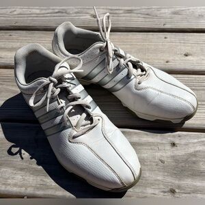 adidas White and Light Gray Men's Athletic Golf Shoes